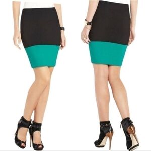 BCBGMaxazria Scarlett Black & Teal Skirt Small NWT